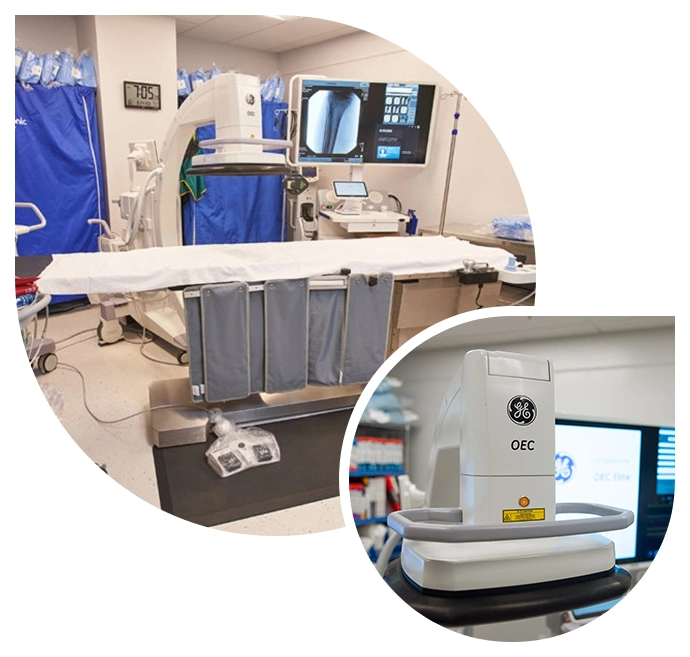 Advanced cardiac catheterization lab and fluoroscopy imaging equipment at Arizona Heart and Vascular Clinic.