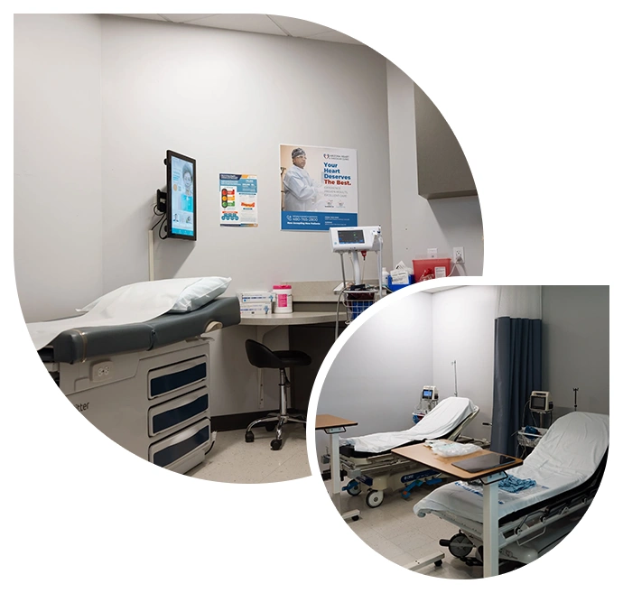 Medical examination room and clinical patient recovery area at Arizona Heart and Vascular Clinic.
