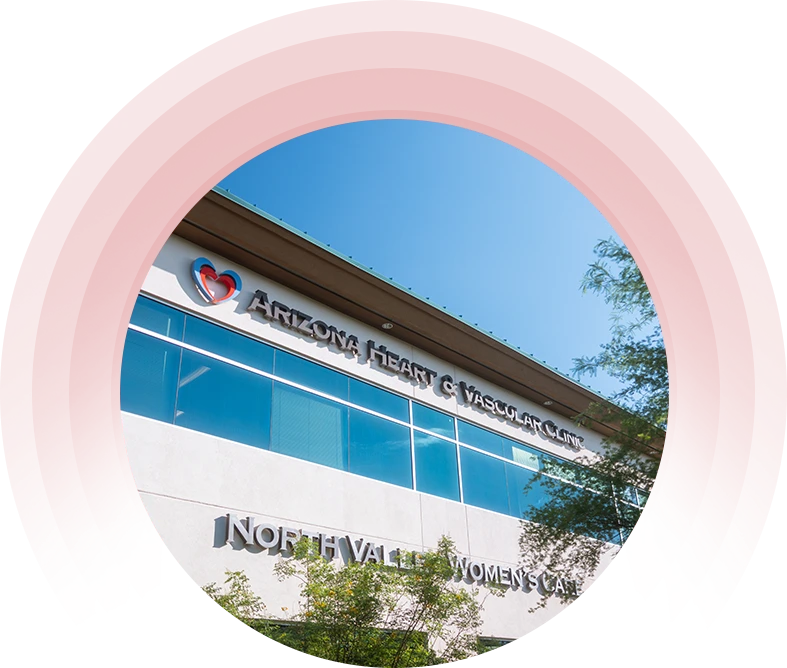 Exterior view of the medical building featuring signage for Arizona Heart and Vascular Clinic.